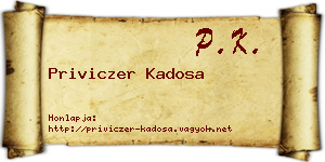 Priviczer Kadosa névjegykártya